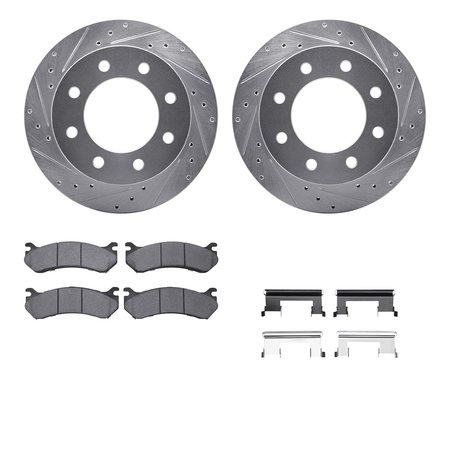 DYNAMIC FRICTION CO 7212-48010, Rotors-Drilled and Slotted-Silver w/ Heavy Duty Brake Pads incl. Hardware, Zinc Coated 7212-48010